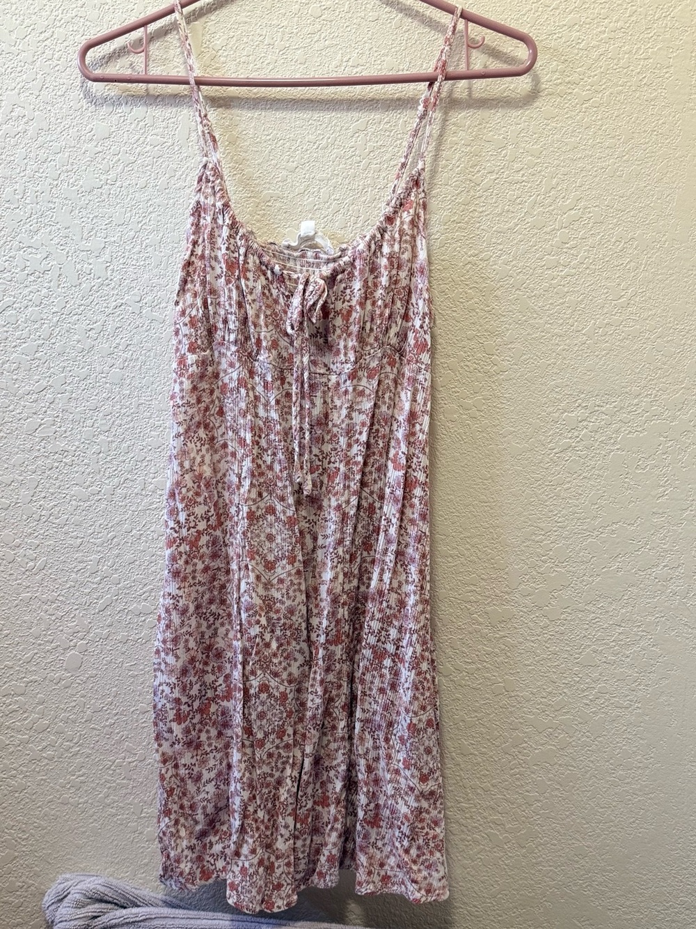Hippie Rose Floral Tank Top Boho Smocked Back Adjustable Straps Medium